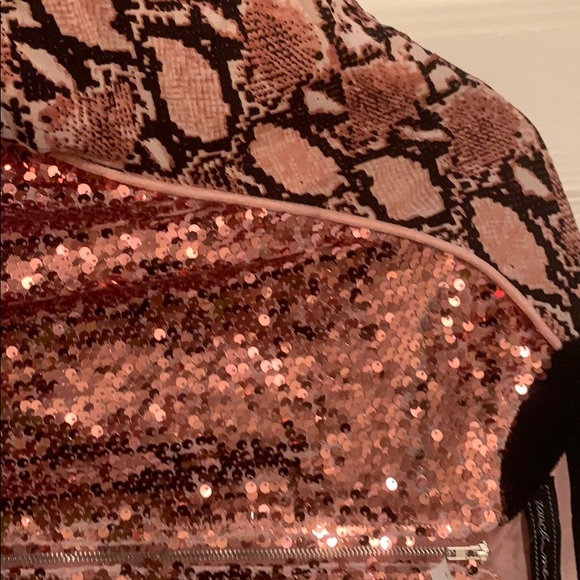 NWT Pink Sequin n Snake Print Bomber Jacket. - Picture 2 of 6